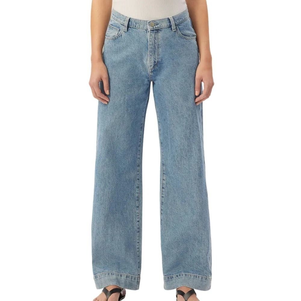 DL1961 Zoie Wide Leg Relaxed Vintage Jeans in Droplet Brushed Denim Size 30